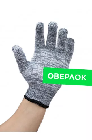 Перчатки 5 нитка 10 класс оверлок х/б 39-41 грамм 133,4 текс серые
